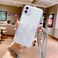 Case Cover For iPhone X / XS Hollow Marble Pattern TPU Shockproof Protective Case with Neck Strap Rope(Grey)