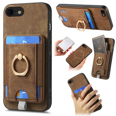 Case Cover For iPhone 6 Plus / 6s Plus Retro Splitable Magnetic Card Bag Leather Phone Case(Brown)