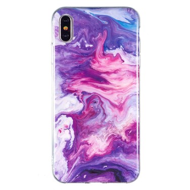 Case Cover For iPhone X / XS IMD Marble Pattern TPU Phone Case(Red)