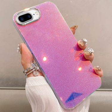 Case Cover For iPhone 8 Plus / 7 Plus Mirror Glitter IMD Phone Case(Pink)