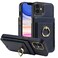 Case Cover For iPhone 11 Ring Multifunctional Vertical Flip Wallet Back Cover Leather Phone Case(Dark Blue)