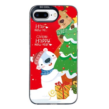 Case Cover For iPhone 7 Plus / 8 Plus Christmas Series PC Full Coverage Pattern Phone Case(CK033 Black)