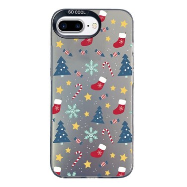 Case Cover For iPhone 7 Plus / 8 Plus Christmas Series PC Full Coverage Pattern Phone Case(CK036 Black)