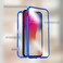 Case Cover For iPhone XS Max Ultra Slim Double Sides Magnetic Adsorption Angular Frame Tempered Glass Magnet Flip Case(Gold)