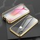 Case Cover For iPhone XS Max Ultra Slim Double Sides Magnetic Adsorption Angular Frame Tempered Glass Magnet Flip Case(Gold)