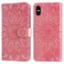 Case Cover For iPhone XR Embossed Sunflower Leather Phone Case(Pink)