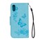 Case Cover For iPhone X / XS Pressed Flowers Butterfly Pattern Horizontal Flip Leather Case with Holder &amp; Card Slots &amp; Wallet &amp; Lanyard(Blue)