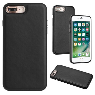 Case Cover For iPhone 6s Plus / 7 Plus / 8 Plus Leather Texture Full Coverage Phone Case(Black)