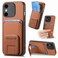 Case Cover For iPhone X / XS Carbon Fiber Card Bag Fold Stand Phone Case(Brown)