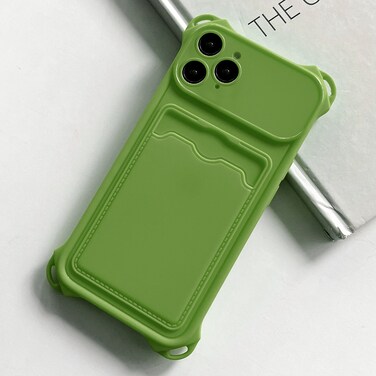 Case Cover For iPhone 11 Pro Max Shockproof Card Slot Frosted TPU Phone Case(Green)