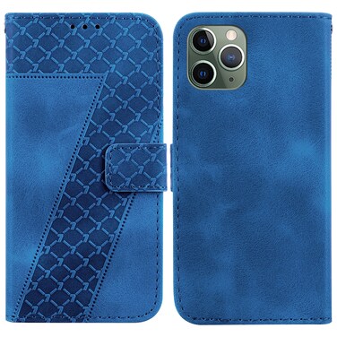 Case Cover For iPhone 11 Pro Max Seven-shaped Embossed Leather Phone Case(Blue)