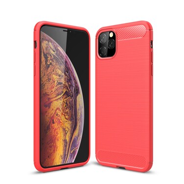 Case Cover For iPhone 11 Pro Max Brushed Texture Carbon Fiber TPU Case for  iPhone 11 Pro Max(Red)