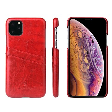 Case Cover For iPhone 11 Pro Max Fierre Shann Retro Oil Wax Texture PU Leather Case with Card Slots (Red)