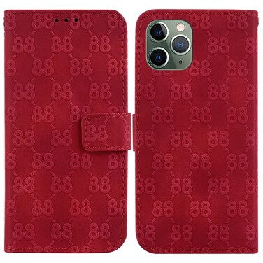 Case Cover For iPhone 11 Pro Max Double 8-shaped Embossed Leather Phone Case(Red)