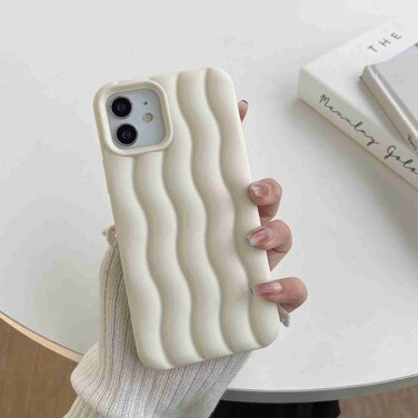 Case Cover For iPhone 11 Pro Max Skin Feel 3D Water Wave Texture Phone Case(White)