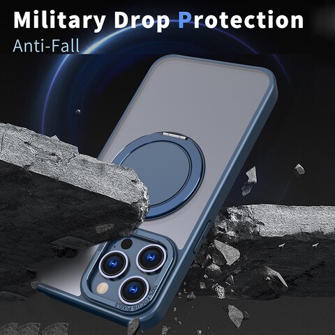 Case Cover For iPhone 11 Pro Max 360-degree Rotating MagSafe Magnetic Holder Phone Case(Navy Blue)