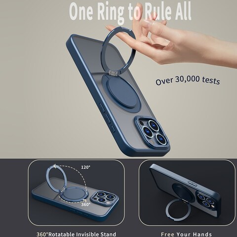 Case Cover For iPhone 11 Pro Max 360-degree Rotating MagSafe Magnetic Holder Phone Case(Navy Blue)