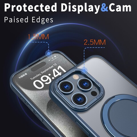 Case Cover For iPhone 11 Pro Max 360-degree Rotating MagSafe Magnetic Holder Phone Case(Navy Blue)