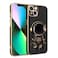 Case Cover For iPhone 11 Pro Max Plating Astronaut Holder Phone Case (Black)