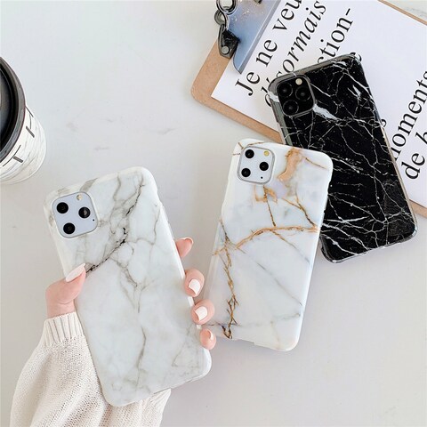 Case Cover For iPhone 11 Pro Max TPU Smooth Marbled IMD Mobile Phone Case(Purple Stone F28)