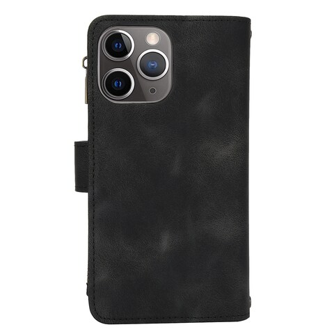 Case Cover For iPhone 11 Pro Max Dream 9-Card Zipper Wallet RFID Leather Phone Case with Lanyard(Black)