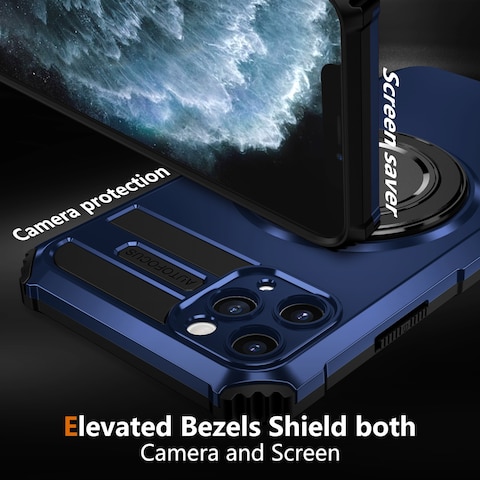 Case Cover For iPhone 11 Pro Max Rotating Magnetic Holder Phone Case(Royal Blue)