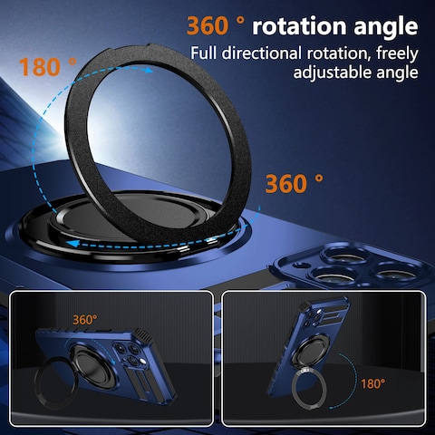 Case Cover For iPhone 11 Pro Max Rotating Magnetic Holder Phone Case(Royal Blue)