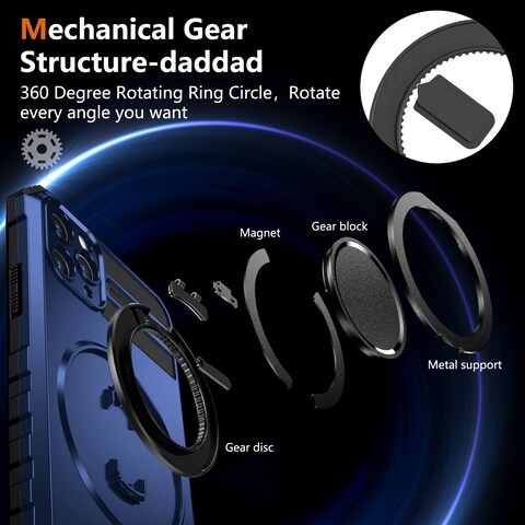 Case Cover For iPhone 11 Pro Max Rotating Magnetic Holder Phone Case(Royal Blue)
