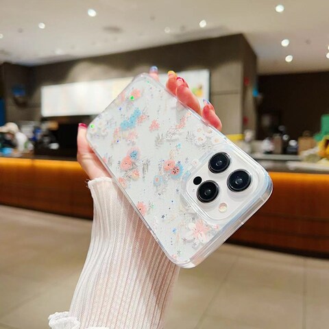 Case Cover For iPhone 11 Pro Max Fresh Small Floral Epoxy TPU Phone Case(D03 Floral Pink)