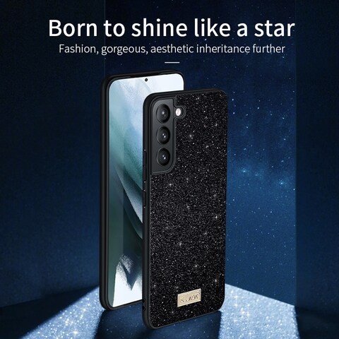 Case Cover For Samsung Galaxy S23 5G SULADA Glittery TPU Hybrid Handmade Leather Phone Case(Black)