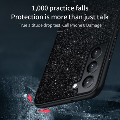 Case Cover For Samsung Galaxy S23 5G SULADA Glittery TPU Hybrid Handmade Leather Phone Case(Black)