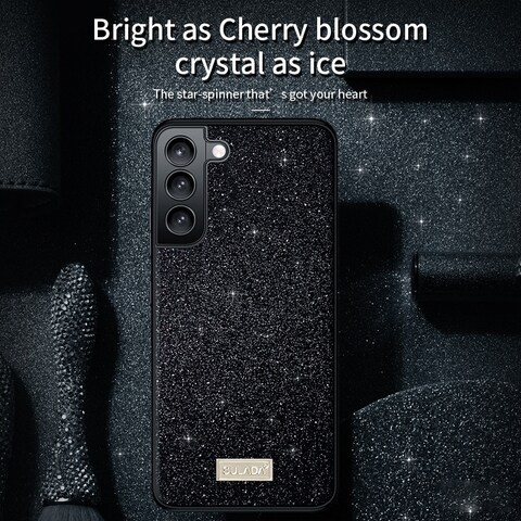 Case Cover For Samsung Galaxy S23 5G SULADA Glittery TPU Hybrid Handmade Leather Phone Case(Black)