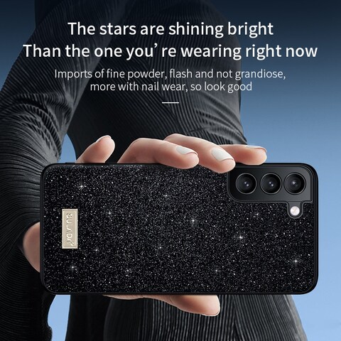 Case Cover For Samsung Galaxy S23 5G SULADA Glittery TPU Hybrid Handmade Leather Phone Case(Black)