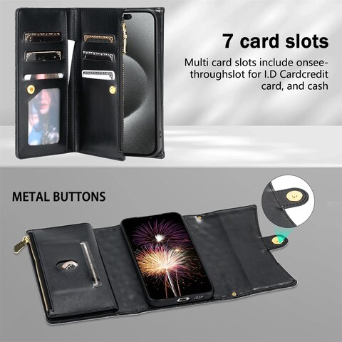 Case Cover For Samsung Galaxy S23 5G Zipper Multi-Card Wallet Rhombic Leather Phone Case(Black)