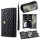 Case Cover For Samsung Galaxy S23 5G Zipper Multi-Card Wallet Rhombic Leather Phone Case(Black)