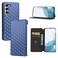 Case Cover For Samsung Galaxy S23 5G Cubic Grid Texture Flip Leather Phone Case(Blue)