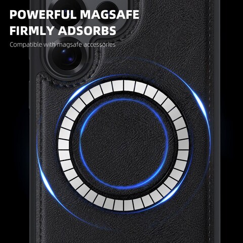 Case Cover For Samsung Galaxy S23 5G Pindun MagSafe Card Slot Leather Back Phone case(Blue)