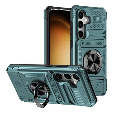 Case Cover For Samsung Galaxy S23 5G TPU Hybrid PC Shockproof Card Phone Case with Metal Ring Holder(Green)