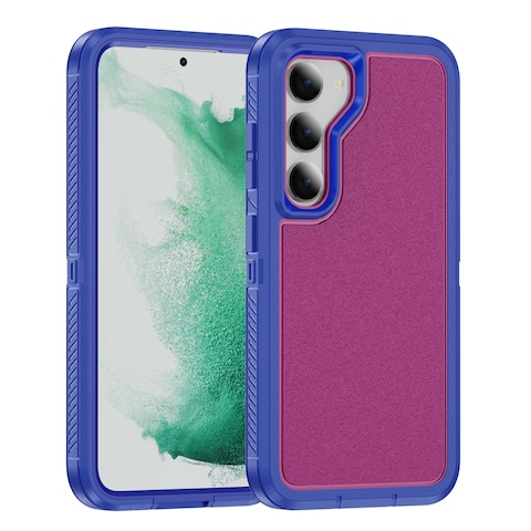 Case Cover For Samsung Galaxy S23 5G Guard Frosted Double Layer Phone Case(Blue+Rose Red)