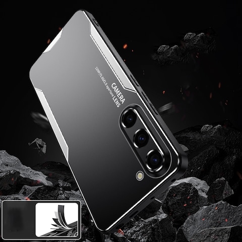Case Cover For Samsung Galaxy S23 5G Blade Series TPU Hybrid Metal Phone Case(Blue)