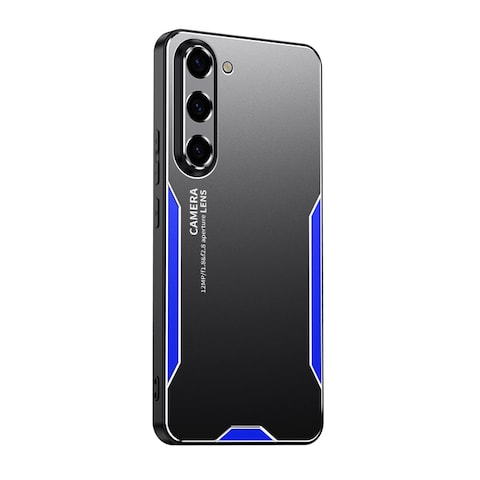 Case Cover For Samsung Galaxy S23 5G Blade Series TPU Hybrid Metal Phone Case(Blue)