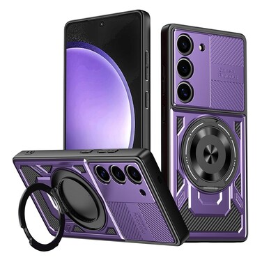 Case Cover For Samsung Galaxy S23 5G Armor Rotating Holder MagSafe Phone Case(Purple)