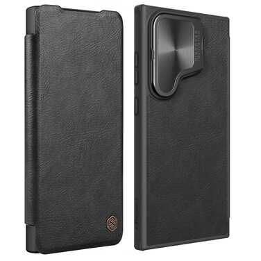 Case Cover For Samsung Galaxy S24 Ultra 5G NILLKIN Qin Prop Series Flip Camera Cover Design Leather Phone Case(Black)