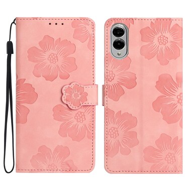 Case Cover For Samsung Galaxy S25 Edge 5G Flower Embossing Pattern Leather Phone Case(Pink)