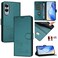 Case Cover For Samsung Galaxy S25 Edge 5G Smile Embossing RFID Leather Phone Case(Peacock Green)