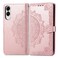 Case Cover For Samsung Galaxy S25 Edge 5G Mandala Flower Embossed Leather Phone Case(Rose Gold)
