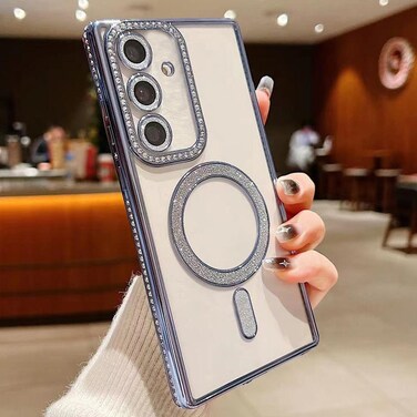Case Cover For Samsung Galaxy S25+ 5G Diamond Gradient Plated MagSafe TPU Phone Case(Blue)