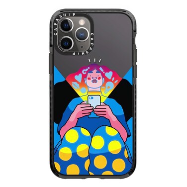 Case Cover For iPhone 11 Pro Simple Illustration Pattern Full Coverage Phone Case(Personality Girl A)