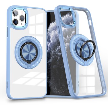 Case Cover For iPhone 11 Pro Magnetic Rotating Ring Holder Phone Case(Light Blue)