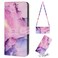 Case Cover For iPhone 11 Pro Crossbody Painted Marble Pattern Leather Phone Case (Purple)